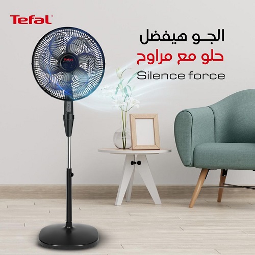 مروحة ستاند تيفال سايلنس فورس مع ريموت كنترول ، 16 بوصة ، 3 سرعات ، اسود - VG4130EE مروحة ستاند تيفال سايلنس فورس مع ريموت كنترول ، 16 بوصة ، 3 سرعات ، اسود - VG4130EE
